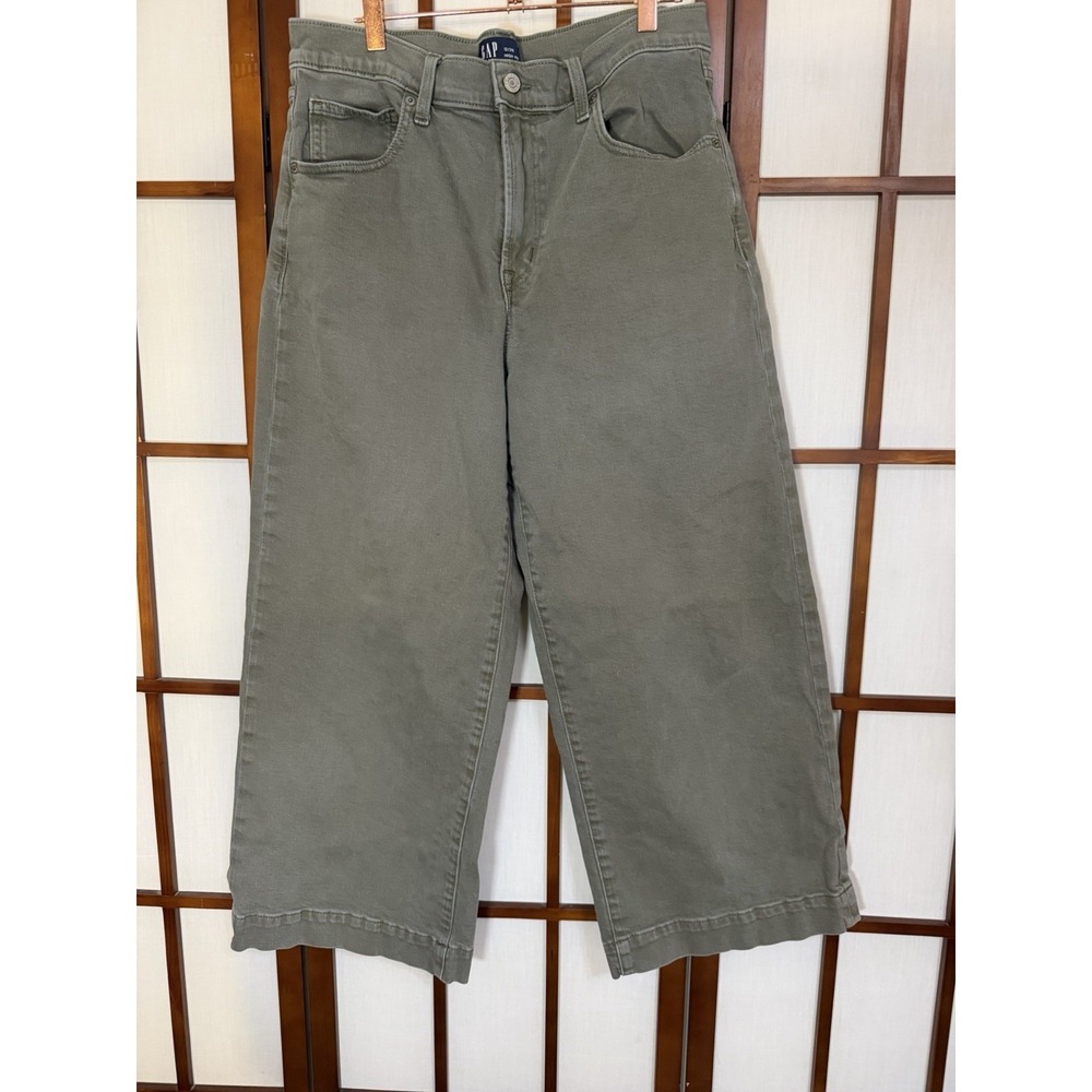 Gap Denim Green High Rise Wide Leg Crop Jeans 12/31R Minimalist Fall Cottage